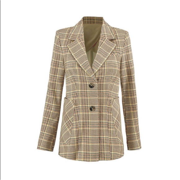 Cabi Pastime Glen Plaid Longline Blazer Jacket 6 - Picture 3 of 12